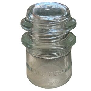 Vintage Whitall Tatum Co No 13‎ AquaClear Glass Insulator Made in USA 4 Inch